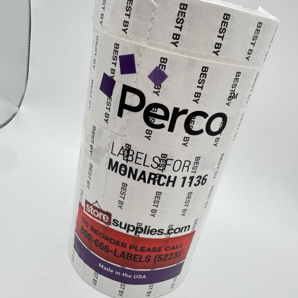 Perco BEST BY Labels for Monarch 1136 Price Gun - 8 Rolls 14,000 Marking Labels